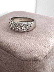 Bague en argent sterling 925 avec moissanite originale, trois couches de diamants ronds, élégante, luxueuse, mignonne, bijoux plaqués rhodium, bague cadeau - Product Image 4