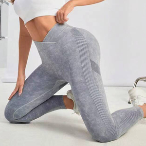 Dropship High Waist Designer Yoga Pants <b>Leggings</b> for <b>Women</b> Solid <b>Pattern</b> Elastic Waist Closure Logo Positioned Waist - Product Image 4