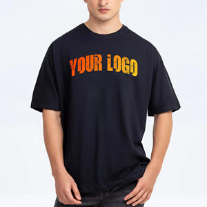 Hommes 100% ringer coton hommes t-shirts personnalisé brodé logo respirant solide couleur noire surdimensionné hommes chemise - Product Image 6