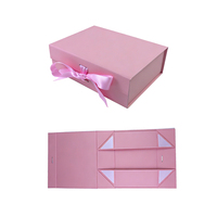 Boîtes d'expédition cosmétiques de luxe entièrement personnalisées, imprimées, écologiques, roses, pliables, pour emballage de soins de la peau, sérums et produits de beauté, avec nœud papillon