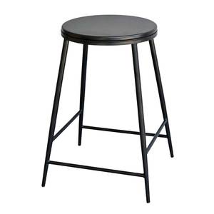 Tabouret de bar industriel contemporain avec assise en bois et pieds en fer thermolaqué pour une utilisation dans une ferme ou une cuisine - Product Image 1