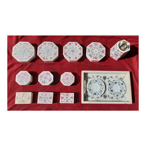 Boîtes décoratives à incrustation en marbre, 5 pièces, joli bijou, art pour cadeaux et boîtes à bijoux - Product Image 1