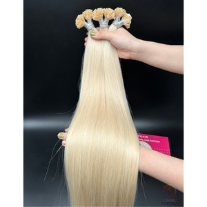 Venta al por mayor de fábrica 100% Extensiones de cabello humano Cutícula saludable Cabello alineado Punta plana Extensión de cabello de alta calidad - Product Image 1