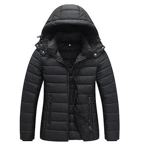 Women's Knitted Hooded Quilted Jacket Polyester Wadding Black Winter Coat Full Sleeve <b>Zipper</b> Closure Solid Color Regular Fit - Product Image 1