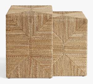 Onglet gigogne tissé rectangulaire Table d'appoint moderne Salon Jacinthe d'eau tissée naturelle multifonctionnelle - Product Image 5