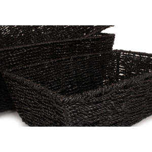 Cesta Roja con Bandeja de Exhibición de Cuerda de Papel Negra - Juego de 3 Piezas (Pequeña/Mediana/Grande) para Almacenamiento - Product Image 1