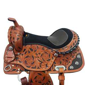 Meilleure selle de cheval western abordable |   Équipement équestre en cuir anglais et en cuir de cowboy de qualité supérieure |   Confort pour la randonnée à cheval et l'équipement de plaisir western ! - Product Image 1