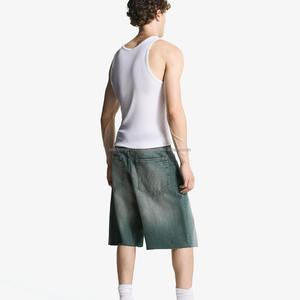 OEM Summer Custom Knee Length Embroidery Vintage Crystal Rhinestone High Quality Baggy <b>Leather</b> Jorts <b>Shorts</b> <b>Men</b> - Product Image 4