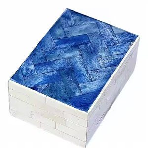 Boîtes à cadeaux sculptées en résine incrustée de feuilles Boîte à bijoux décorative pour la maison faite à la main Taille personnalisée Coquillage nacre - Product Image 2