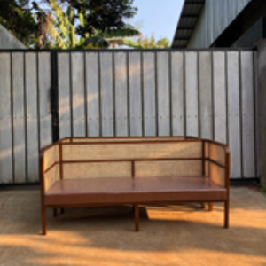 Banc en teck massif et rotin naturel, style moderne, pour restaurant, hôtel de luxe, bancs de patio en rotin modernes - Product Image 3