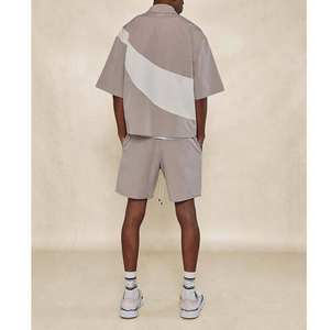 High Quality Boxy Fit Zip up <b>Colour</b> <b>Blocked</b> Nylon Polyester Shirt Short 2 Piece Set Man Tracksuit custom windbreaker Shorts Set - Product Image 6
