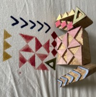 Blok Cetak Tangan Kayu Geometris |   Stempel Kayu Ukiran Tangan India untuk Kain, Tanah Liat