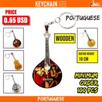 Porte-clés de guitare portugais Miniature en bois pour la décoration