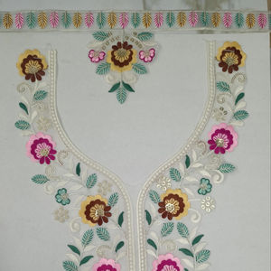 Col en tissu filet majestueux avec broderie élégante de paillettes pour la confection de robe indienne saree kurti et de chemisier - Product Image 3