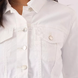 Chaqueta de motorista de mezclilla de invierno a la moda para mujer, acolchada, rellena de algodón, botón sólido, ajustada, tela de punto corta estampada, transpirable - Product Image 3