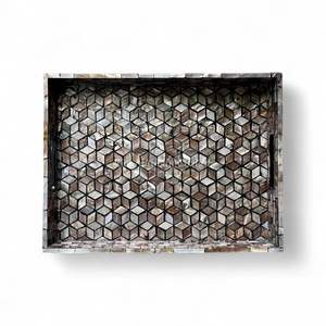 Bandeja de Servir Hecha a Mano con Madreperla, Decoración con Incrustaciones de Conchas Naturales, Ecológica, para Uso Doméstico, Vietnam - Product Image 2