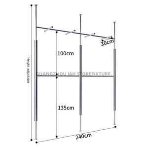<span class=keywords><strong>Appendiabiti</strong></span> da Terra in Acciaio Inox con Mensola Portascarpe, Montaggio <span class=keywords><strong>a</strong></span> <span class=keywords><strong>Soffitto</strong></span>, Design Moderno - Product Image 4