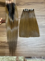 Extensions de cheveux vierges vietnamiens Remy couleur tendance pour femmes, ondulations naturelles douces et boucles italiennes, 100g, double trame machine, closure en dentelle