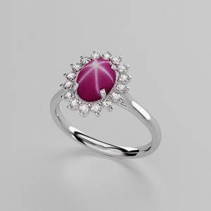 Anillo de compromiso de rubí de estrella Landy, anillo de bodas hecho a mano de Plata de Ley 925 con rubí de estrella rosa/rubí de estrella de 6 rayos, joyería fina - Product Image 2