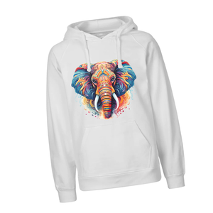Sweat à capuche imprimé éléphant coloré unisexe blanc coton polaire pull élégant décontracté Streetwear Art graphique chaud hiver sweats - Product Image 2
