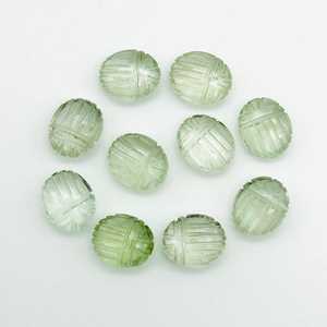 Perles de sculpture de scarabée en améthyste verte 12 MM Sculptées à la main Forme de scarabée Cristal Briolette Charme de bijoux - Product Image 3