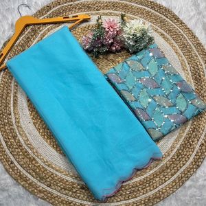 Chemisier en soie indien traditionnel Georgette rangoli Saree et Banglori en soie avec belle séquence et travail multi Codding - Product Image 2