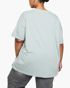 Alta calidad 210gsm 100% algodón Unisex cuello redondo señoras camiseta ajuste relajado en blanco personalizado puff impreso logotipo peso pesado camiseta de mujer - Product Image 3