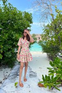 Robe longue indienne faite à la main pour femmes Style bohème imprimé floral décontracté encolure bateau grande taille longue longueur Midi - Product Image 2