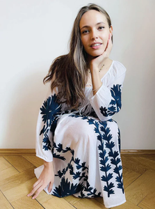 Vestido largo maxicano ecológico de verano para mujer bordado a mano 3/4 mangas con cuello en V hasta el tobillo ropa de resort Natural - Product Image 3