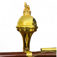 Gevon Drum Major Ceremonial Pipe Band Mace Stick (Wood Brass Steel) Lion Crown Head Hand Engraved Soft Carry Instrument PK