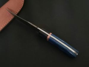 Couteau de survie Couteau en acier damas avec manche en bois densifié - Product Image 3