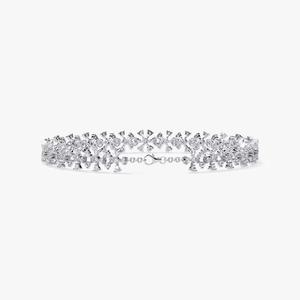Fashion <b>Bracelet</b> <b>Flower</b> Shape Round Cut White Gold Diamond Moissanite Jewelry for Wedding And Party Gift - Product Image 4