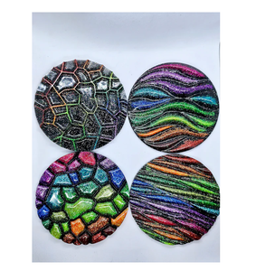 Dessous de verre en résine époxy avec couleur bleue Dessous de verre en résine époxy Dessous de plat au design unique Qualité industrielle - Product Image 3