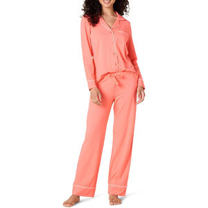 Vente en gros de pyjamas pour femmes personnalisés pyjamas Vêtements de nuit à manches longues Pijamas Femme Viscose Bambou Ensemble de pyjamas de couleur unie - Product Image 6