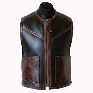 Chaleco clásico de cuero genuino vintage: una moda clásica básica durabilidad atemporal elegancia elegante moda mate brillante - Product Image 3