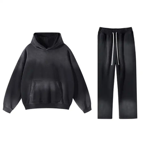 Ensemble de survêtement vintage en molleton de coton ample, jogging délavé, survêtement personnalisé à jambes évasées, lavage à l'acide, Haus Industries - Product Image 6