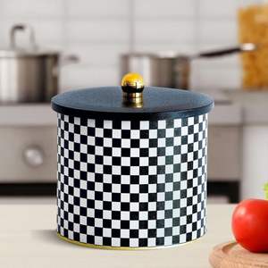 Mango de perilla de recipiente redondo de Metal de 175x155mm 3.5L Tablero de ajedrez Almacenamiento y contenedor de alimentos - Product Image 2
