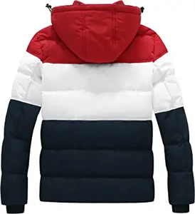 Custom Men's Black <b>Canvas</b> Outdoor Puffer <b>Jacket</b> with Stand Collar and Front Logo for Winter - Product Image 2