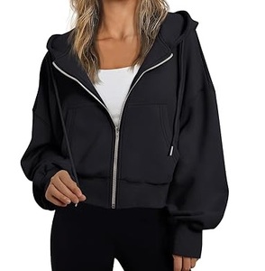 Sudadera con capucha con cremallera para mujer, Sudadera con capucha con cremallera de gran tamaño doble Boxy personalizada, sudadera transpirable para entrenamiento deportivo de invierno y otoño para niñas - Product Image 1