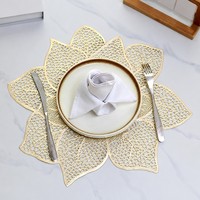 Set de table en PVC doré à motif floral, tapis de table creux, style nordique, pour hôtel et restaurant