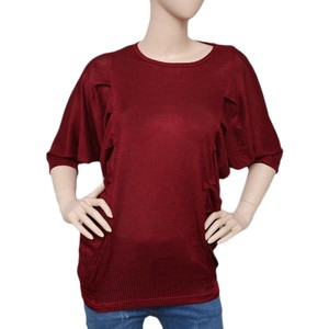 เสื้อท่อนบนผู้หญิงแบบมีรอยย่นด้านข้าง - สีแดง - Product Image 4