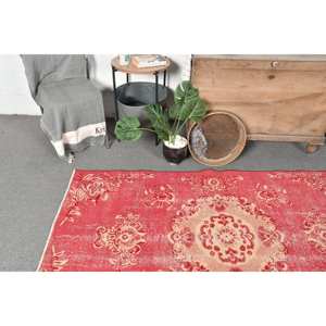 Tapis turc Vintage classique rouge Beige 3.7 X 6.5ft grande surface laine Patchwork Latex pour adolescent Rectangle couloir chambre décor - Product Image 2