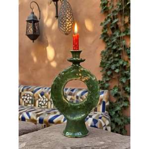 Tazón de Cerámica Artesanal Marroquí Tamegroute con Esmalte Verde, Artesanía Bereber Vintage, Decoración para el Hogar, Regalo - Product Image 1