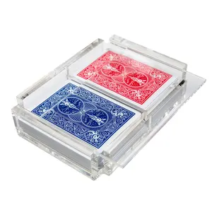 Caja de almacenamiento de cartas de póker, transparente, acrílica, magnética, 2 cartas de juego