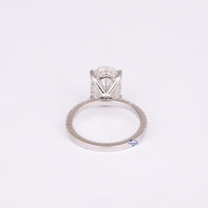 Anillo de claridad VVS de diamante cultivado en laboratorio Halo de corte ovalado y redondo 14KT oro blanco sólido propuesta de compromiso clásica joyería - Product Image 4