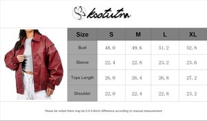 Chaqueta de cuero de gran tamaño para mujer Vintage Zip Up Bomber motocicleta Faux Leather Jacket Coat prendas de vestir exteriores - Product Image 6