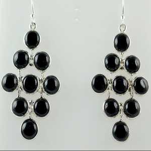 Boucles d'oreilles fines en argent sterling 925 faites à la main par Navya Craft, onyx noir pour femmes, pour Noël, la Saint-Valentin, bijoux en argent - Product Image 3
