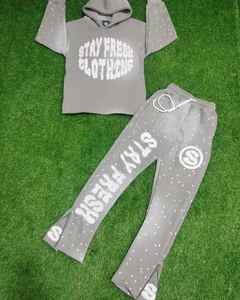 Nouveau design Survêtement Ensemble de jogging 2 pièces pour hommes Pantalon de survêtement évasé pour hommes avec sweat à capuche Survêtements - Product Image 1