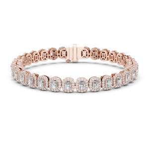 Pulsera de tenis S VIRVADIYA chapada en oro rosa de 18 quilates con esmeraldas cultivadas en laboratorio y halo de diamantes - Joyería de lujo para mujer - Product Image 1