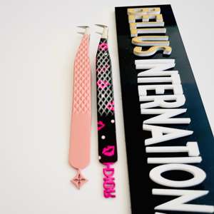 Pince à épiler à volume droit de marque privée outil d'extension de cils à pointe en fibre de diamant avec logo personnalisé - Product Image 3